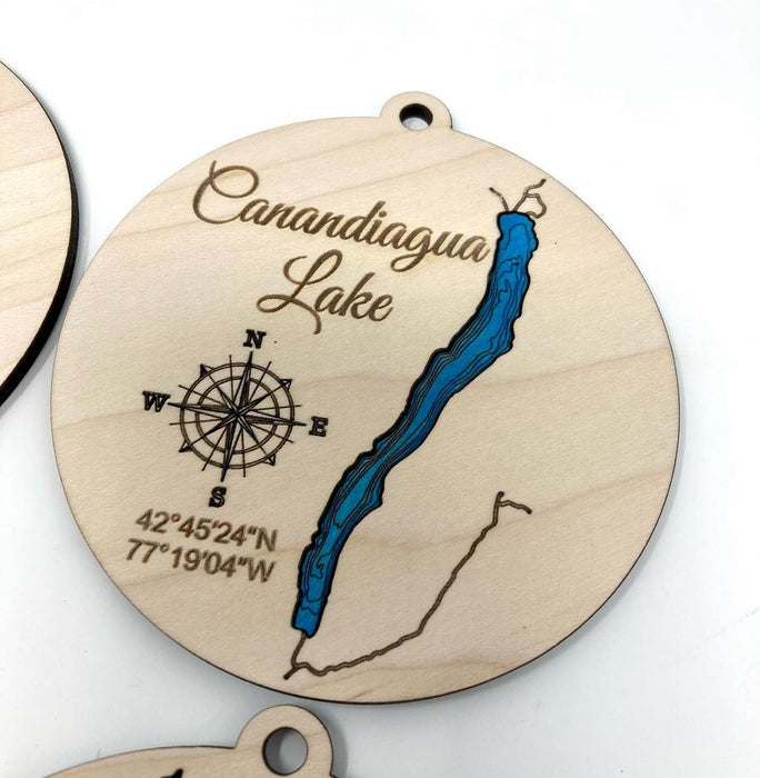 Finger Lakes Bathymetric Christmas Ornaments