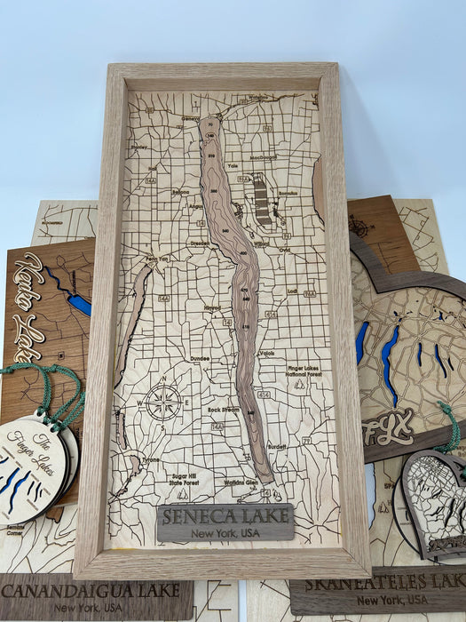 Finger Lakes Bathymetric Wood Map