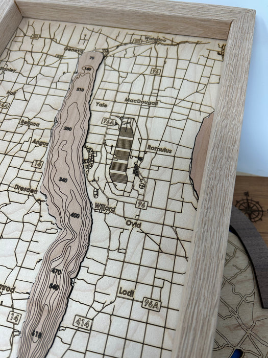 Finger Lakes Bathymetric Wood Map