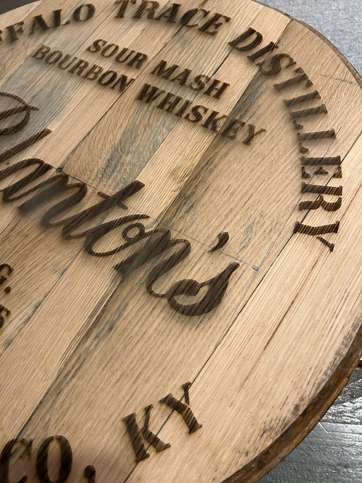 Custom Bourbon Barrel Lid Engraving