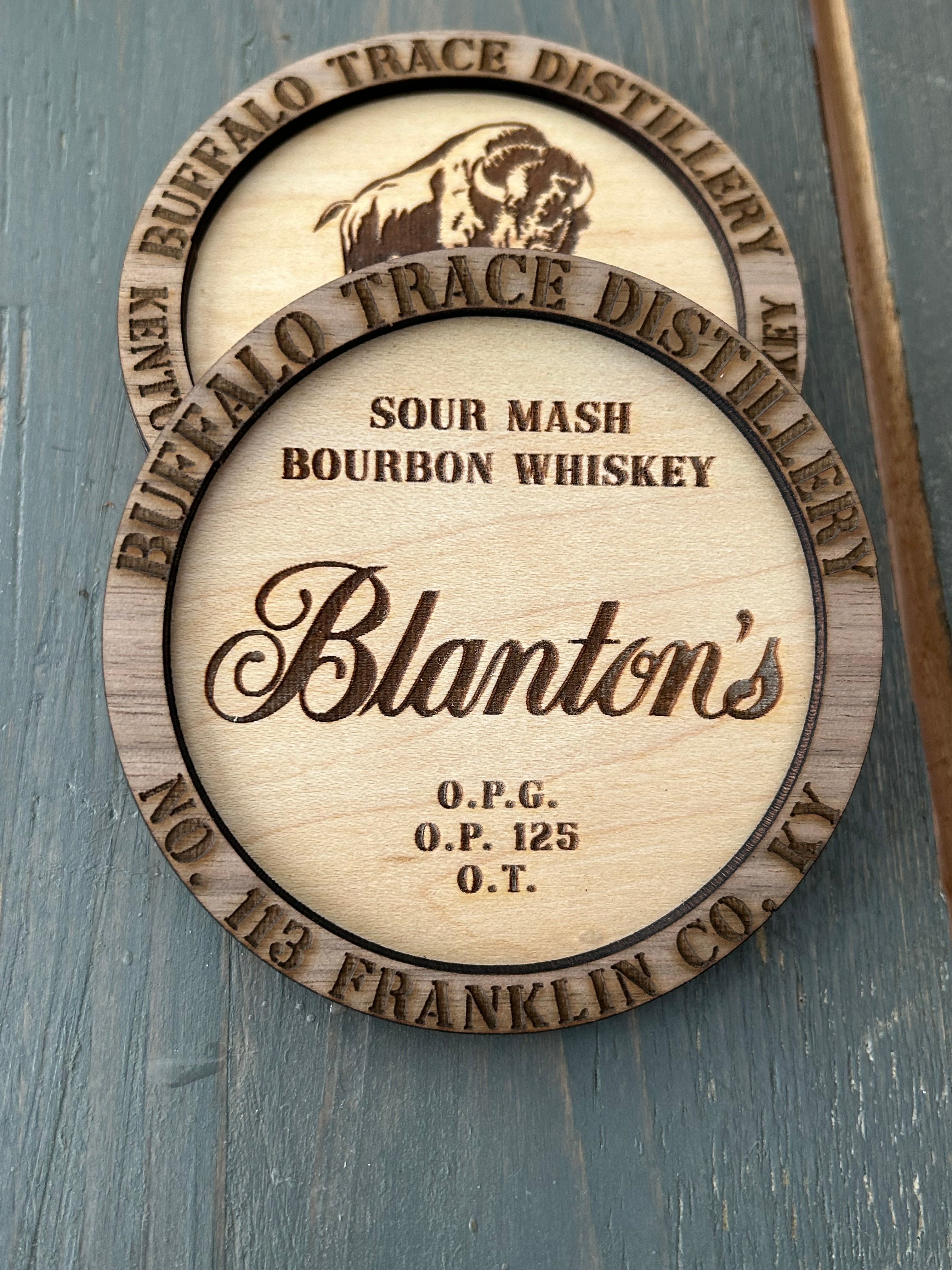 Bourbon Whiskey Coasters | Laser Engraved Wood | Distillery Gift Set