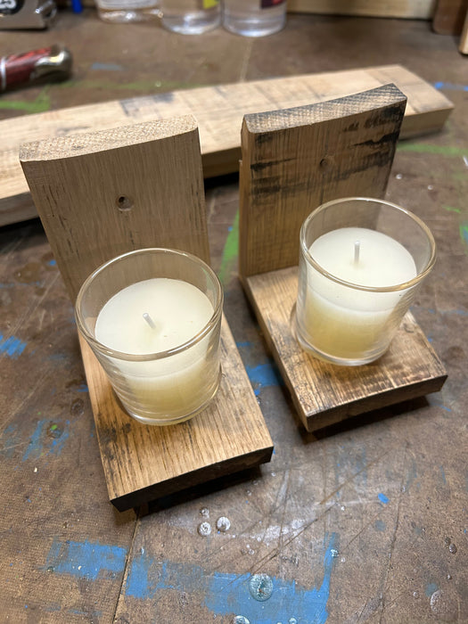 Wine / Bourbon Barrel Stave Votive Candle Wall Sconces