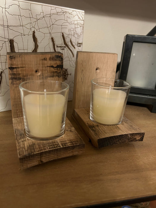Wine / Bourbon Barrel Stave Votive Candle Wall Sconces