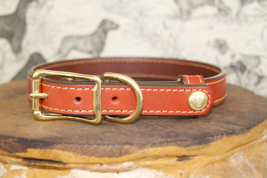 Upland & Downstream Pendleton leather collar with brass hardware and tail snap design