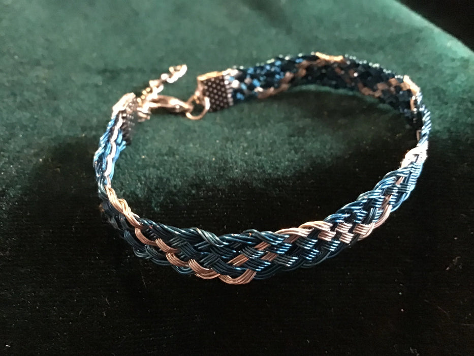 Hand woven wire Kumihimo adjustable colored bracelet.