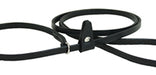 close-up view of slip ring and tab on black kennel slip leash