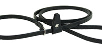 close-up view of slip ring and tab on black kennel slip leash