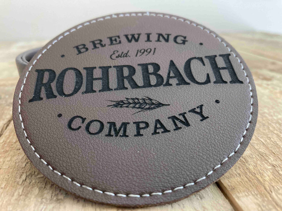 Engraved Dark Brown Leather Coaster