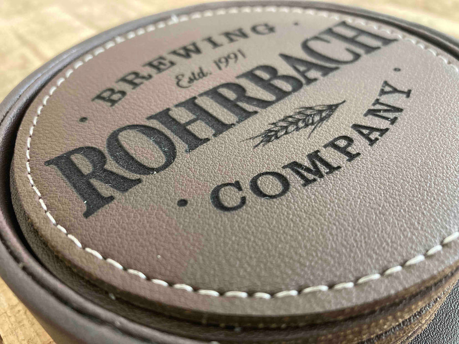 Engraved Dark Brown Leather Coaster
