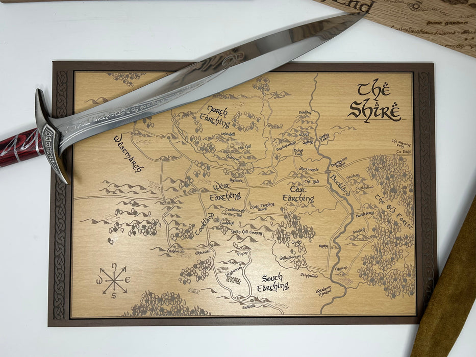 Map of the Shire from JRR Tolkien's The Hobbit and The Lord of the Rings Fantasy Book Series