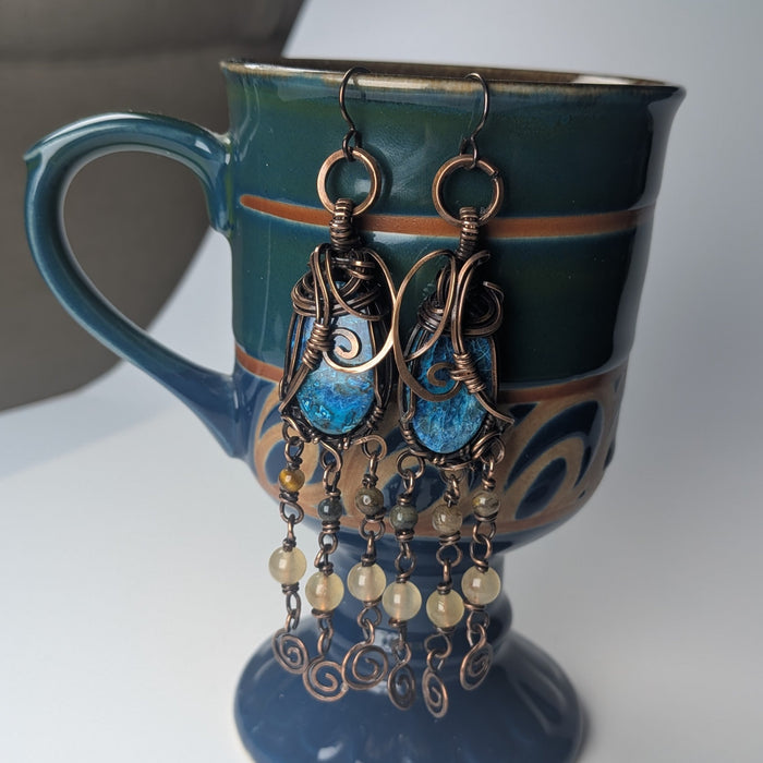 Boho Shattuckite Dangle Earrings