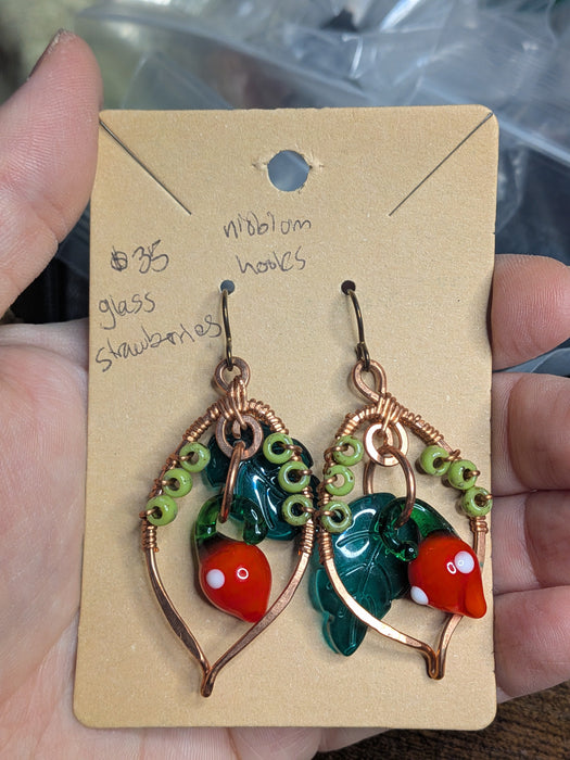*Clearance* Strawberry Dangle Earrings in Copper