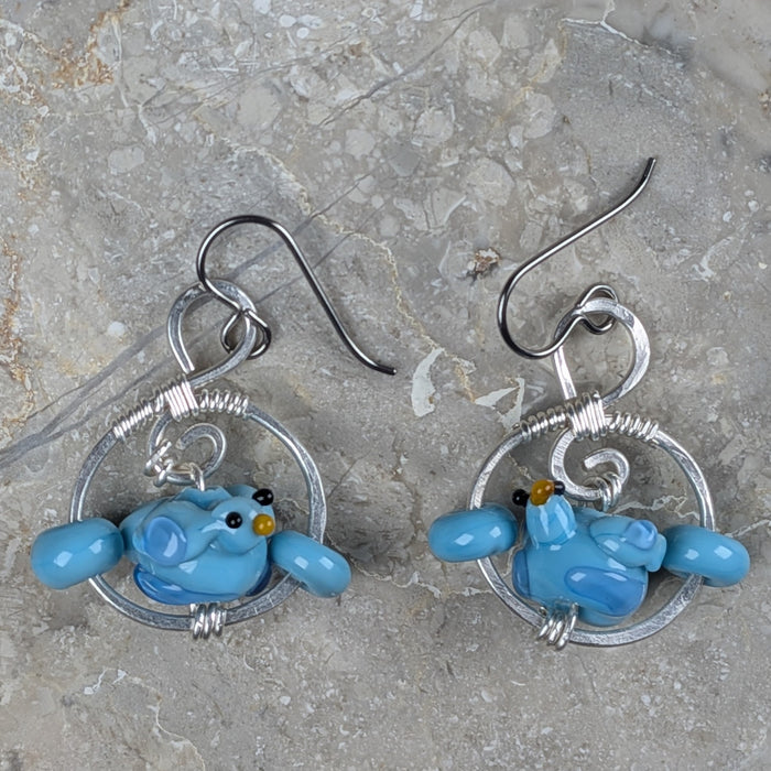 Charming Bluebird Earrings - Whimsically Perched