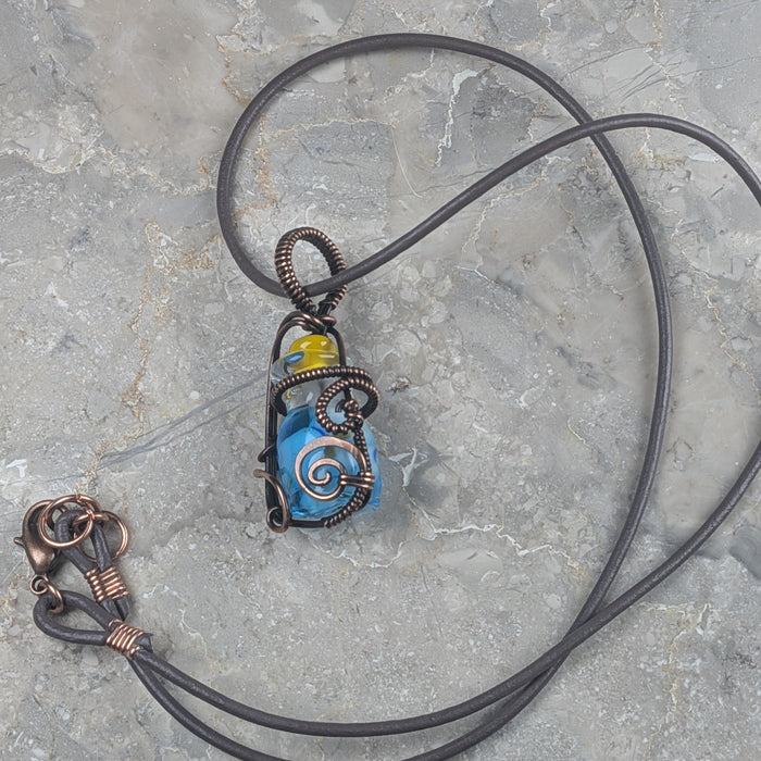 Lampwork Mana Potion Pendant on Leather