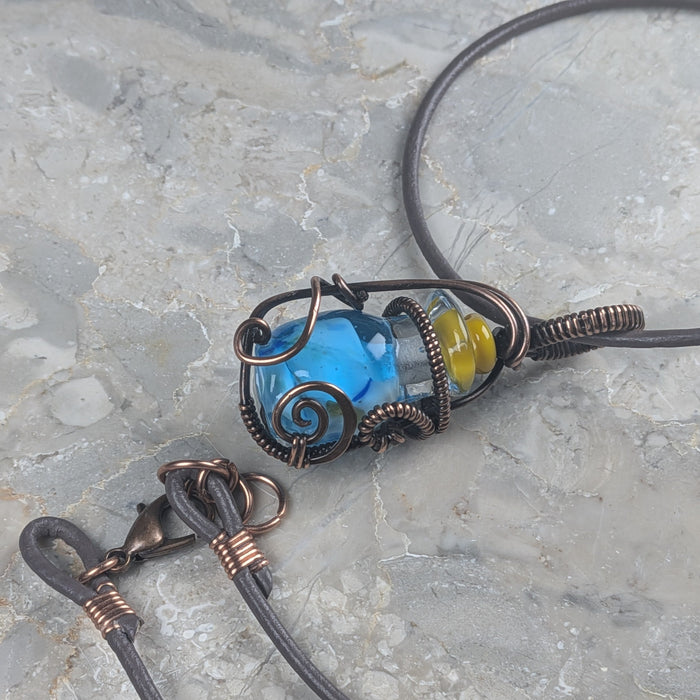 Lampwork Mana Potion Pendant on Leather