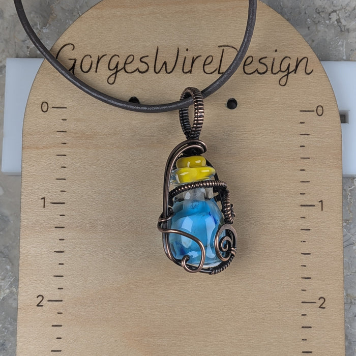 Lampwork Mana Potion Pendant on Leather