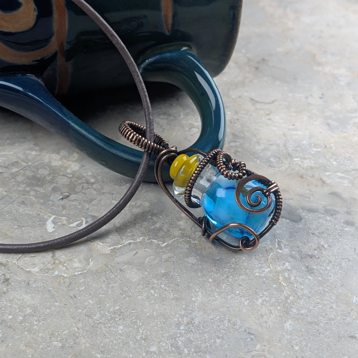 Lampwork Mana Potion Pendant on Leather