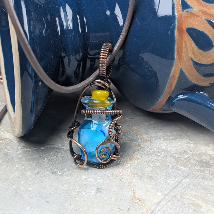 Lampwork Mana Potion Pendant on Leather