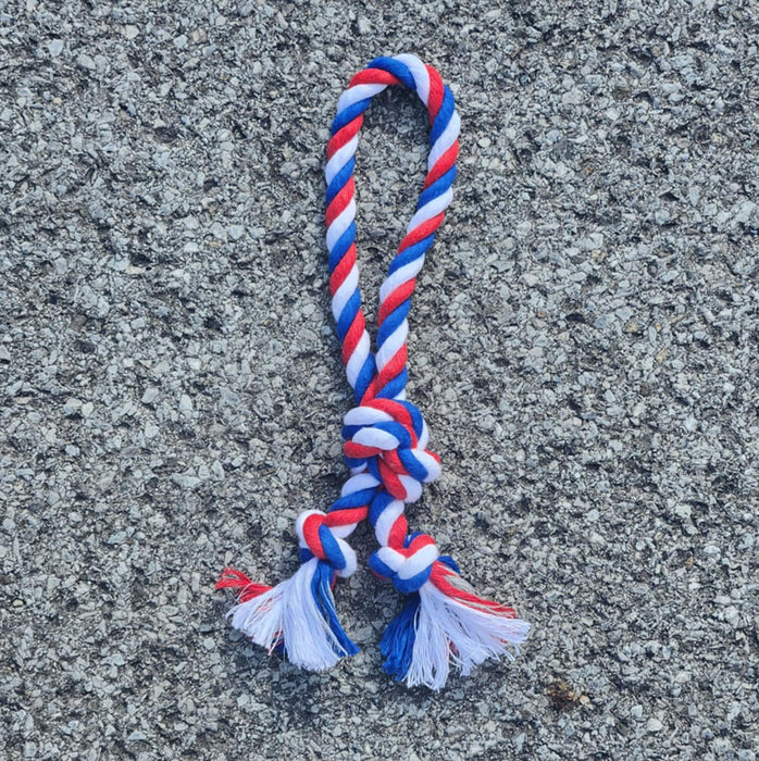 Red White and Blue Cotton Rope Knotted Toy