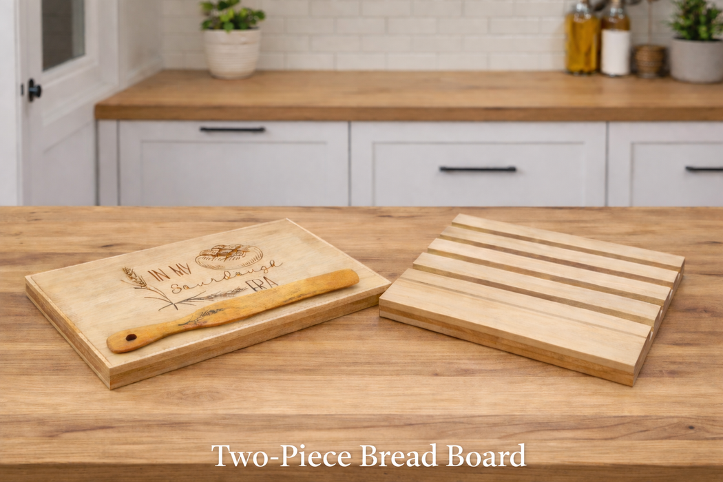 Handcrafted Bamboo Sourdough Breadboard with Crumb Catcher & Spurtle
