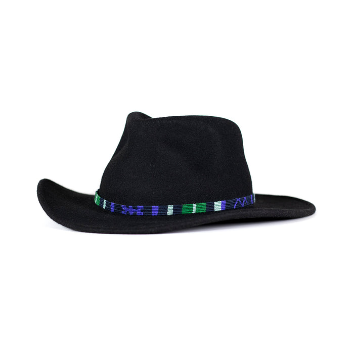 a tail we could wag Sun Valley Night hatband on black hat