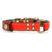 Brentwood Center Ring leather dog collar with orange canvas