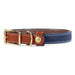 Countryside leather dog collar with navy blue canvas