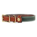 Countryside leather dog collar with olive canvas