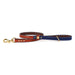 Upland and Downstream leather leash with blue waxed cotton accent and brass hardware