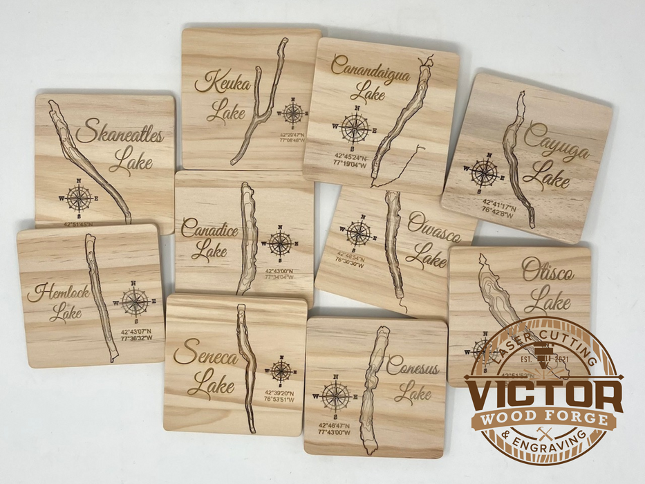 Topographic Finger Lakes Coasters