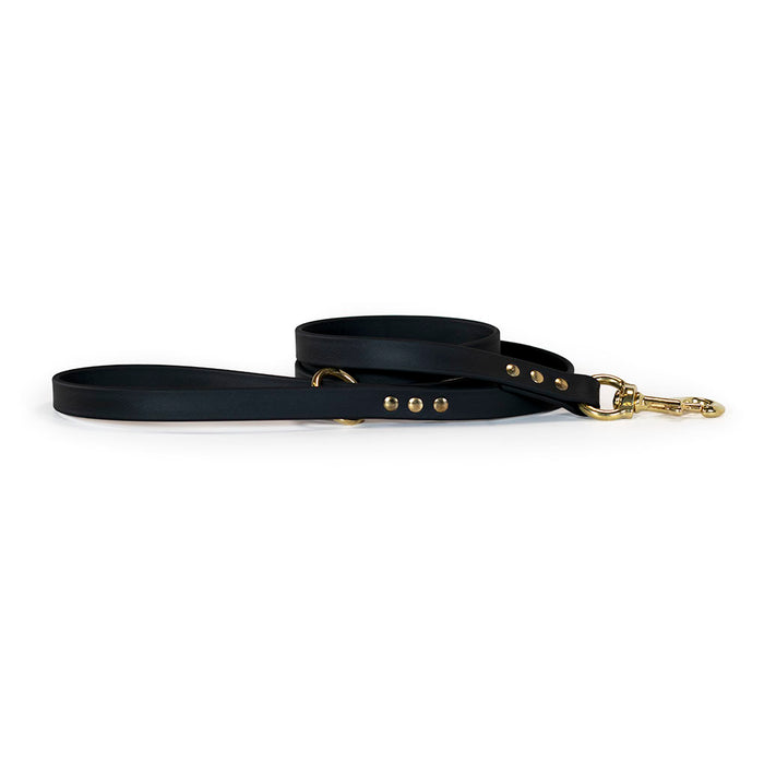 Upland & Downstream black Biothane leash with brass hardware