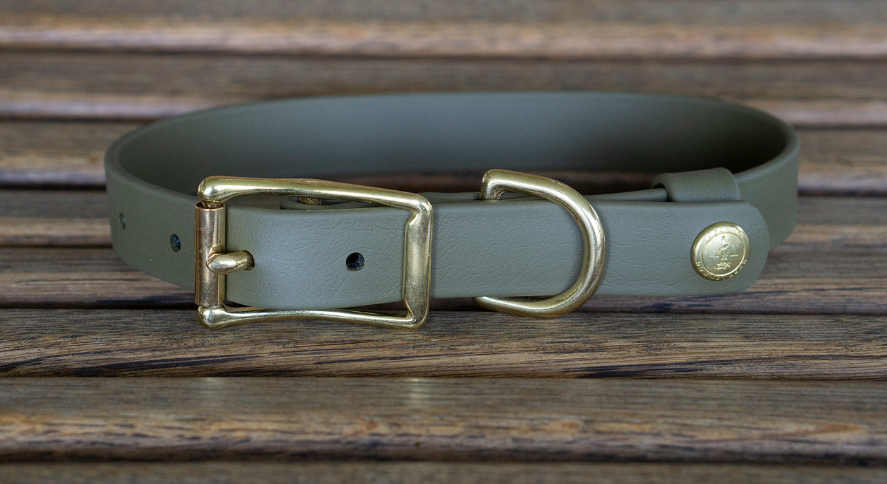 Upland & Downstream OD Biothane collar with brass hardware and tail snap