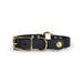 Upland & Downstream black Biothane collar with brass hardware and tail snap and center ring