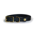 Upland & Downstream black Biothane collar with brass hardware and tail snap