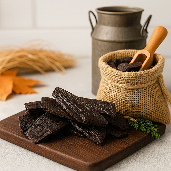 Veal Liver Jerky. Handmade organic dog treats from The Chosen Spot K9 Kitchen.