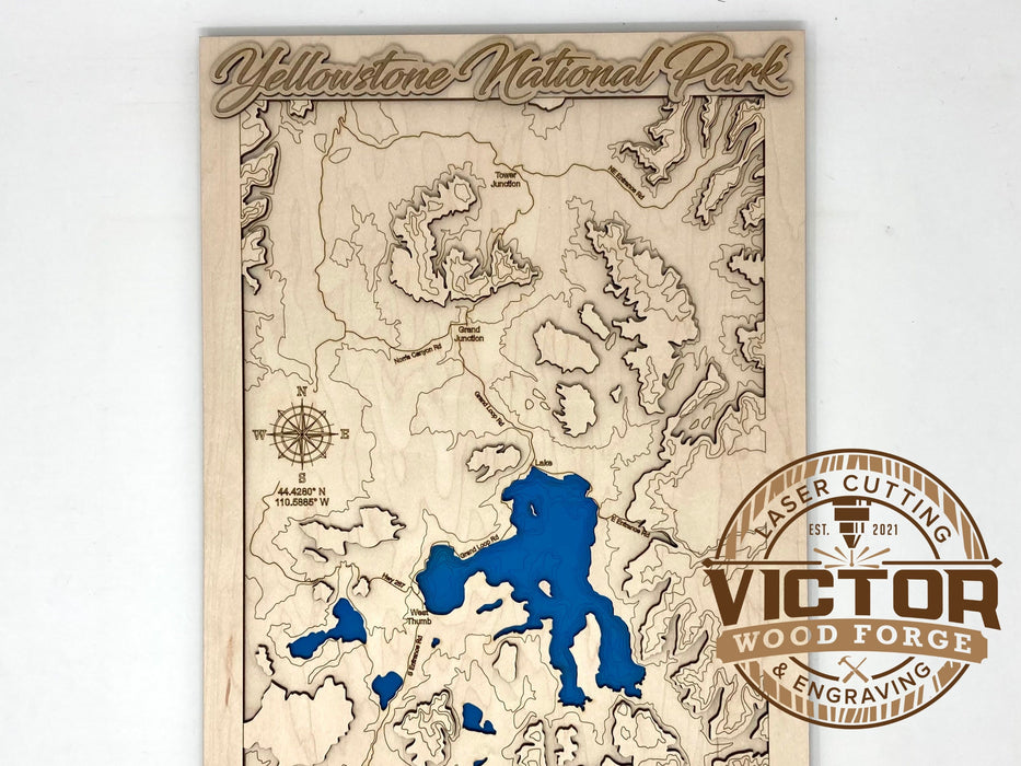 Laser-cut wooden map