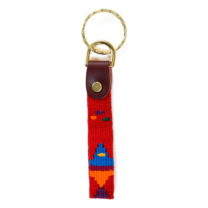 key ring in Foolish Fish Red pattern