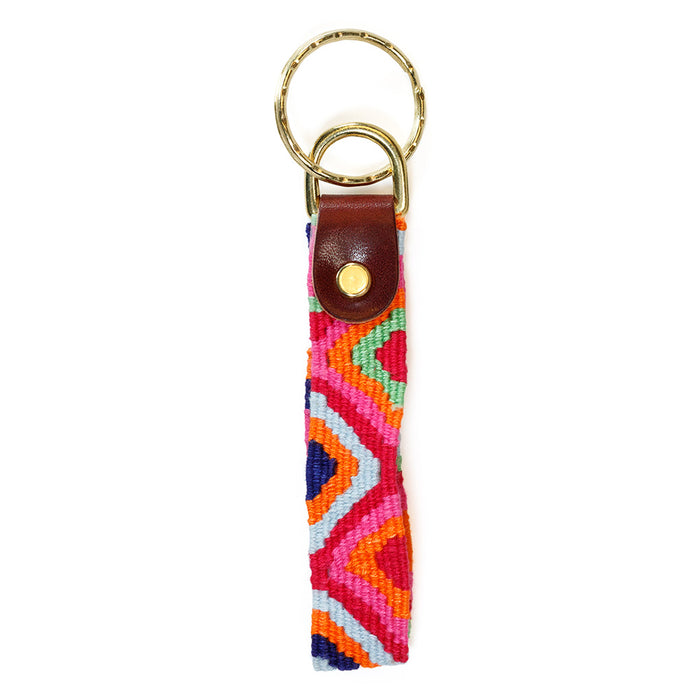 Retro zig zag key fob in pinks