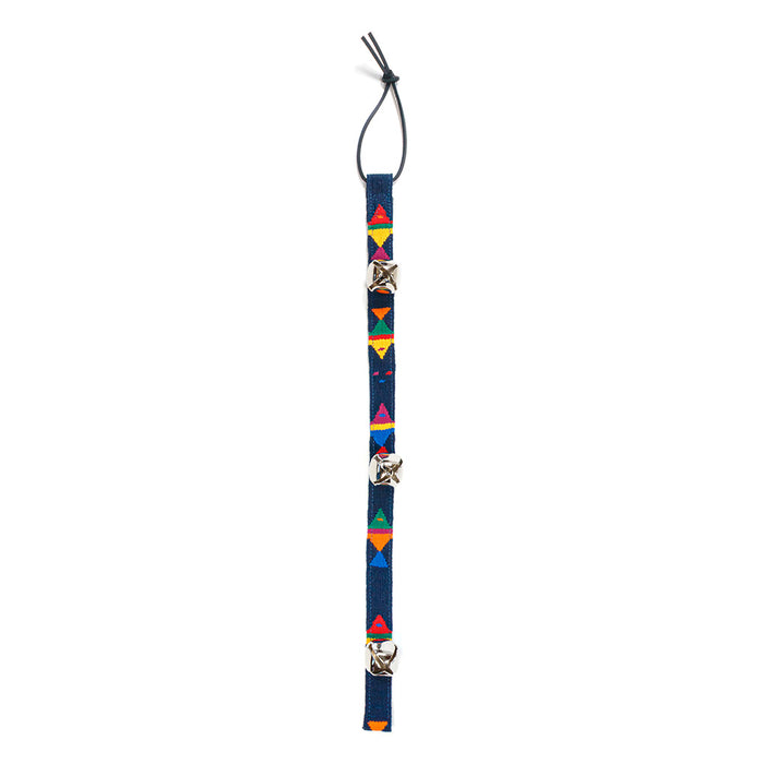 a tail we could wag bell strap in Foolish Fish pattern on a navy blue background
