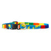 a tail we could wag handwoven dog collar in bright colored stripes with traditional Mayan patterns woven in