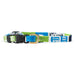 extra small dog collar handwoven in bright blues and greens with traditional Mayan patterns