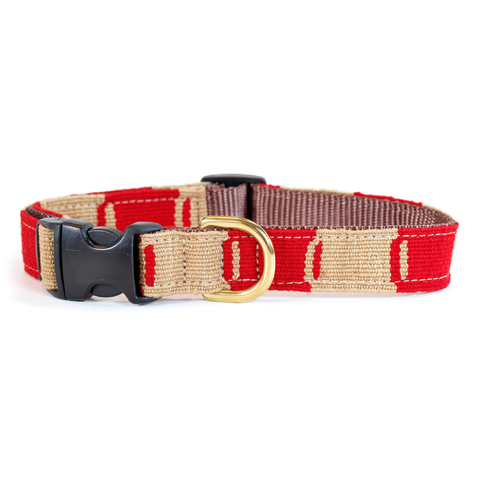 Game Day beige and red pattern dog collar with side release buckle