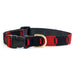 black and red Game Day pattern dog collar with side release buckle
