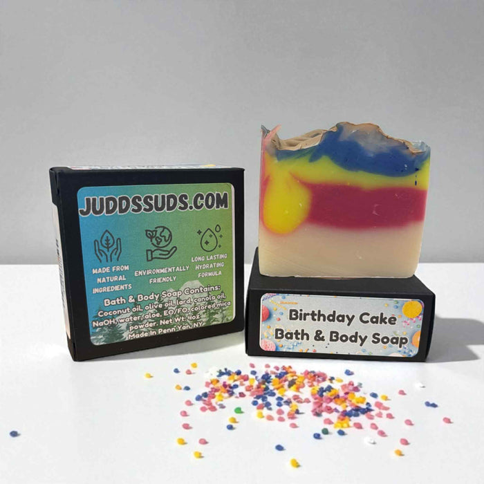 Birthday Cake Soap - 4oz - handmade bar soap by Judds suds | Shop Finger Lakes NY