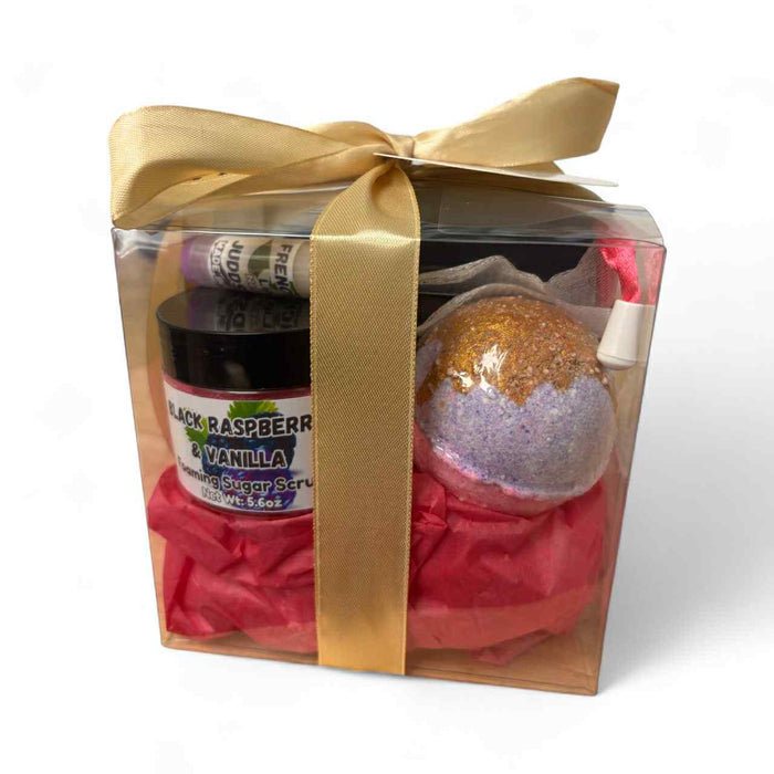 Black Raspberry & Vanilla Gift Basket | Luxury Bath & Body Set with Scrub, Butter, Soap & Lotion Bar
