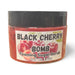 Black Cherry Bomb Foaming Sugar Scrub jar with black lid on a white background