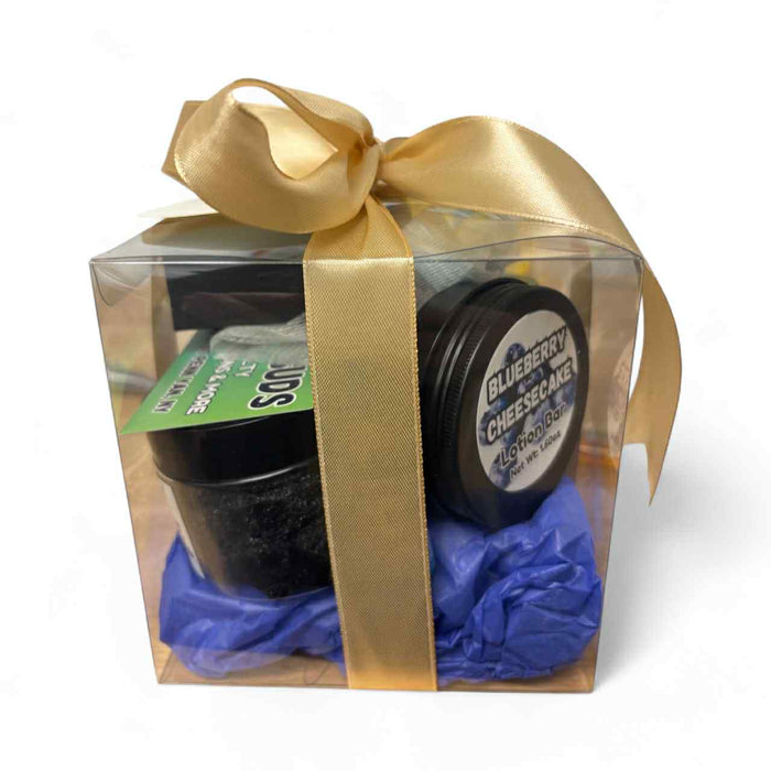 Blueberry Cheesecake Gift Basket | Deluxe Dessert-Inspired Spa Set with Scrub, Butter, Soap, Bath Bomb & More | Perfect Christmas Gift