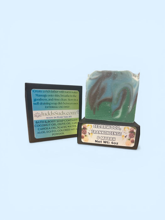 Cedarwood, Frankincense & Myrrh | Handmade Artisan Soap | Outdoor, Woody, Patchouli, Pine & Vanilla Scent | 4oz