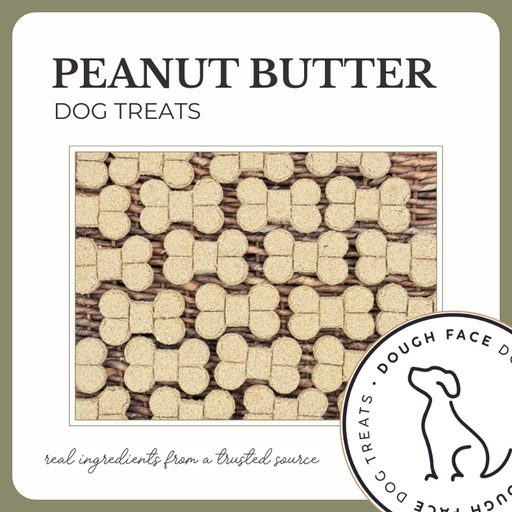 Crunchy Peanut Butter Dog Treats made in small batches by Dough Face Dog Treats.