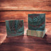 soap bar, 4oz colored green, purple and teal. Scented with dragons blood fragrance oil